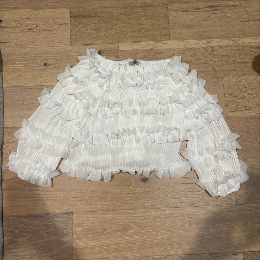 NWOT Antonello Serio White Ruffled Blouse MADE IN ITALY